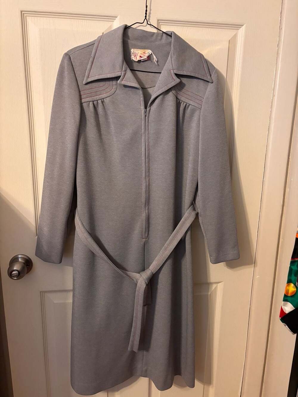 Vintage Kay Windsor Mid-Century Modern Belted Zip-Front Midi Dress